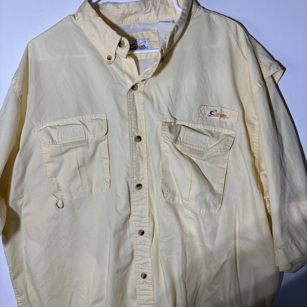 World Wide Sportsman Fishing Shirt 2XL Yellow Vented Mesh Lined Outdoor - Picture 1 of 16